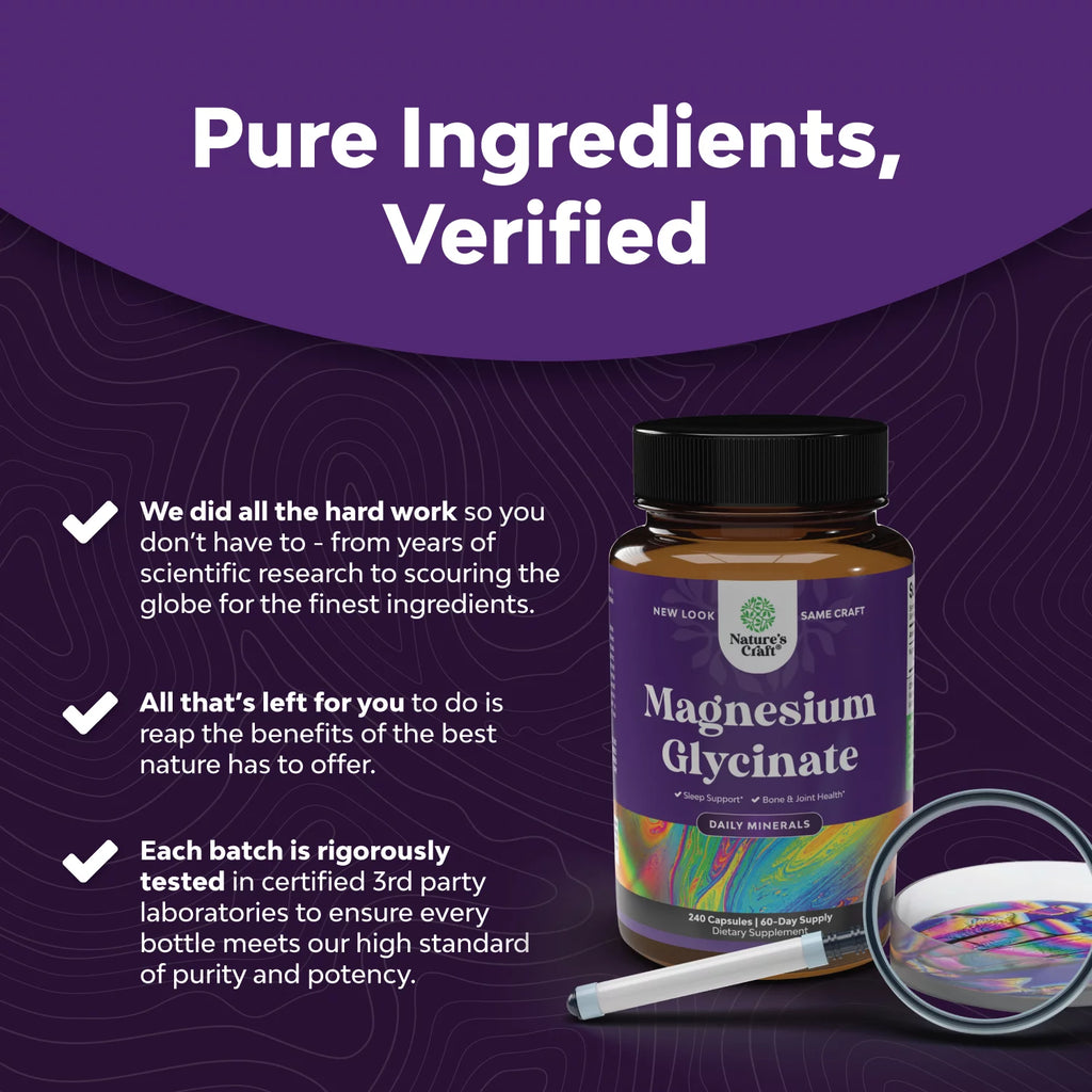Chelated Pure Magnesium Glycinate 400mg per serving Vegan 400mg Elemental Magnesium Buffered Chelate L869558