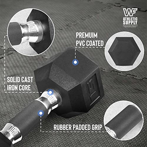 Rubber Encased Hex Dumbbells with Rubber Grip Contoured Handle Y86331