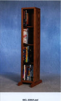 Solid Oak 4 Row Dowel DVD Cabinet Tower R3205