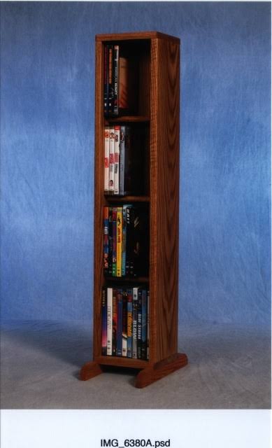 Solid Oak 4 Row Dowel DVD Cabinet Tower R3205