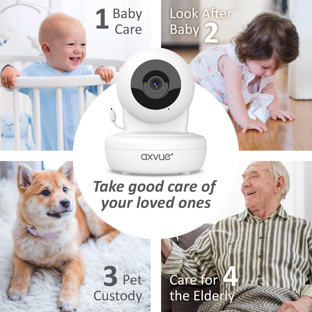 Baby Monitor with Pan-Tilt-Zoom Camera and LCD Screen, Night Vision F825484