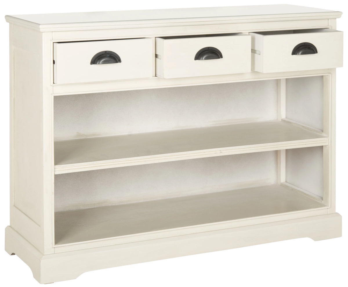 White Bookshelf Storage Unit with 3 Drawers N11967