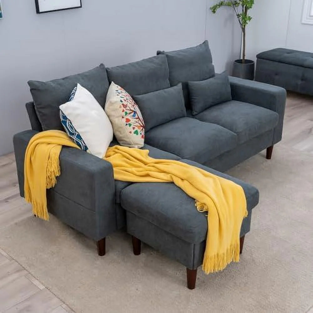 Grey Reversible L-Shaped Sectional Sofa Y8141