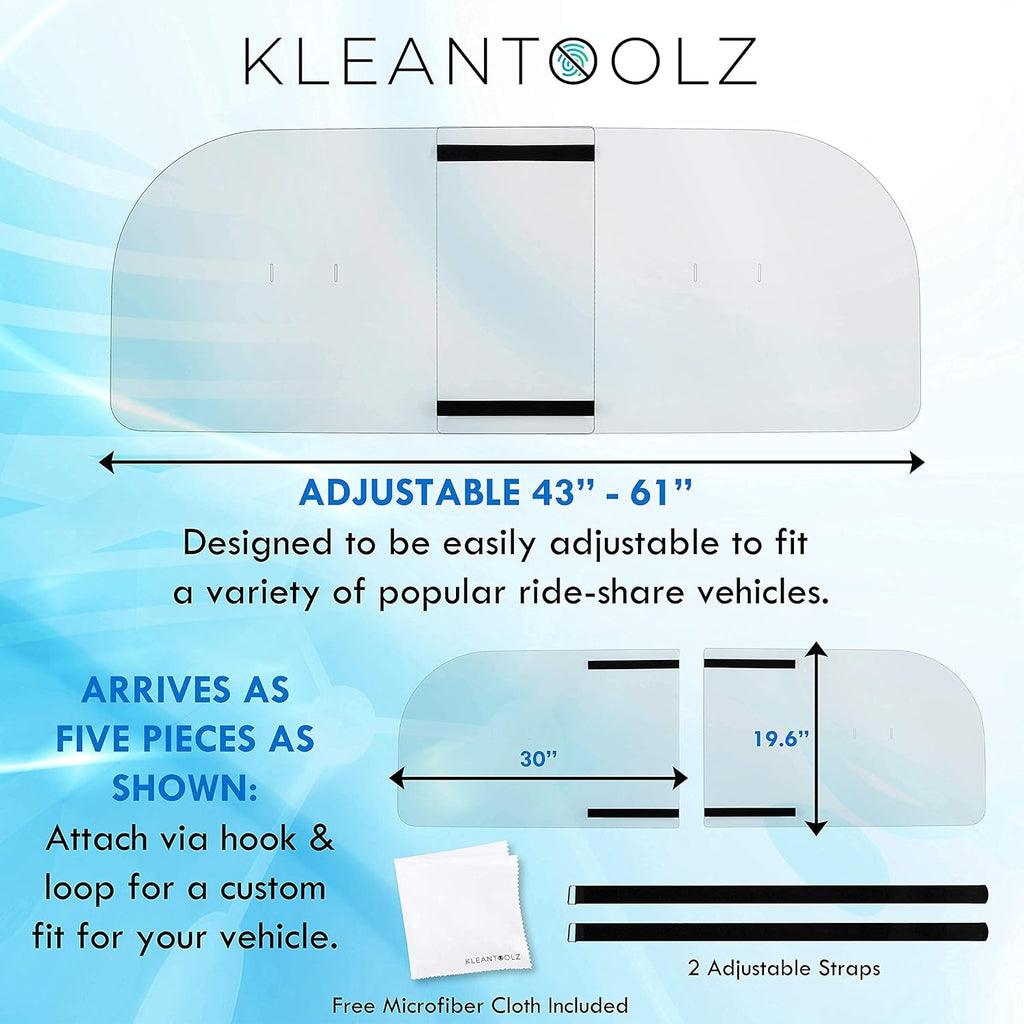 Adjustable Plexiglass Car Sneeze Guard Barrier with Microfiber Cloth E587