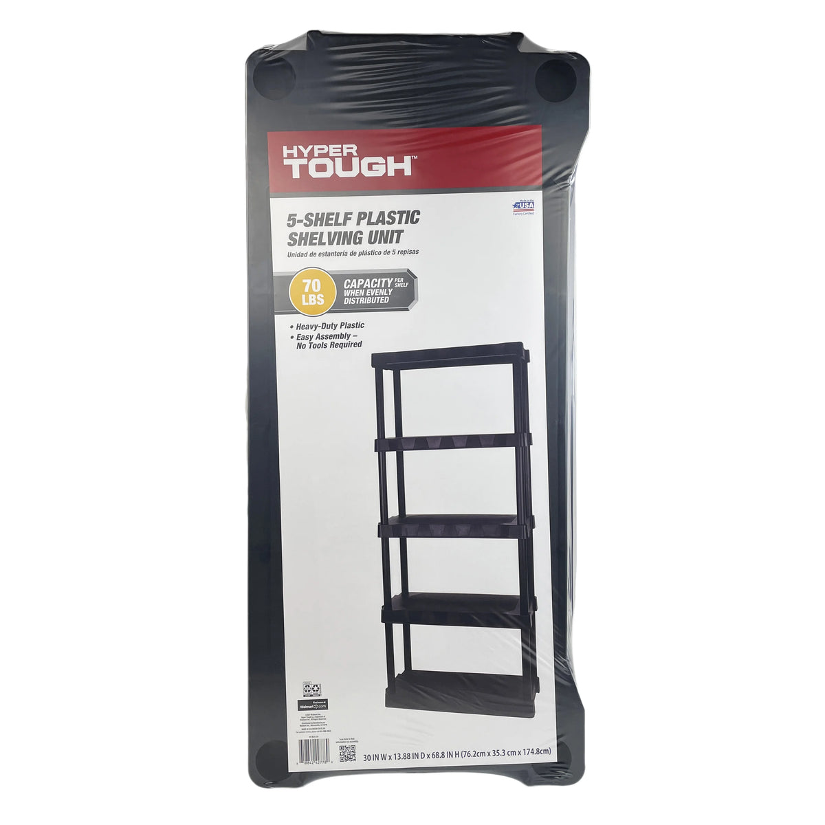 Black 5-Tier Plastic 68 H x 30 W x 13.8D 350lb Capacity O401