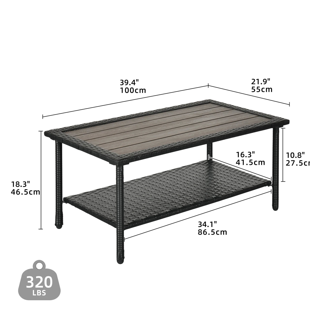 Black Wicker Coffee Table W810483