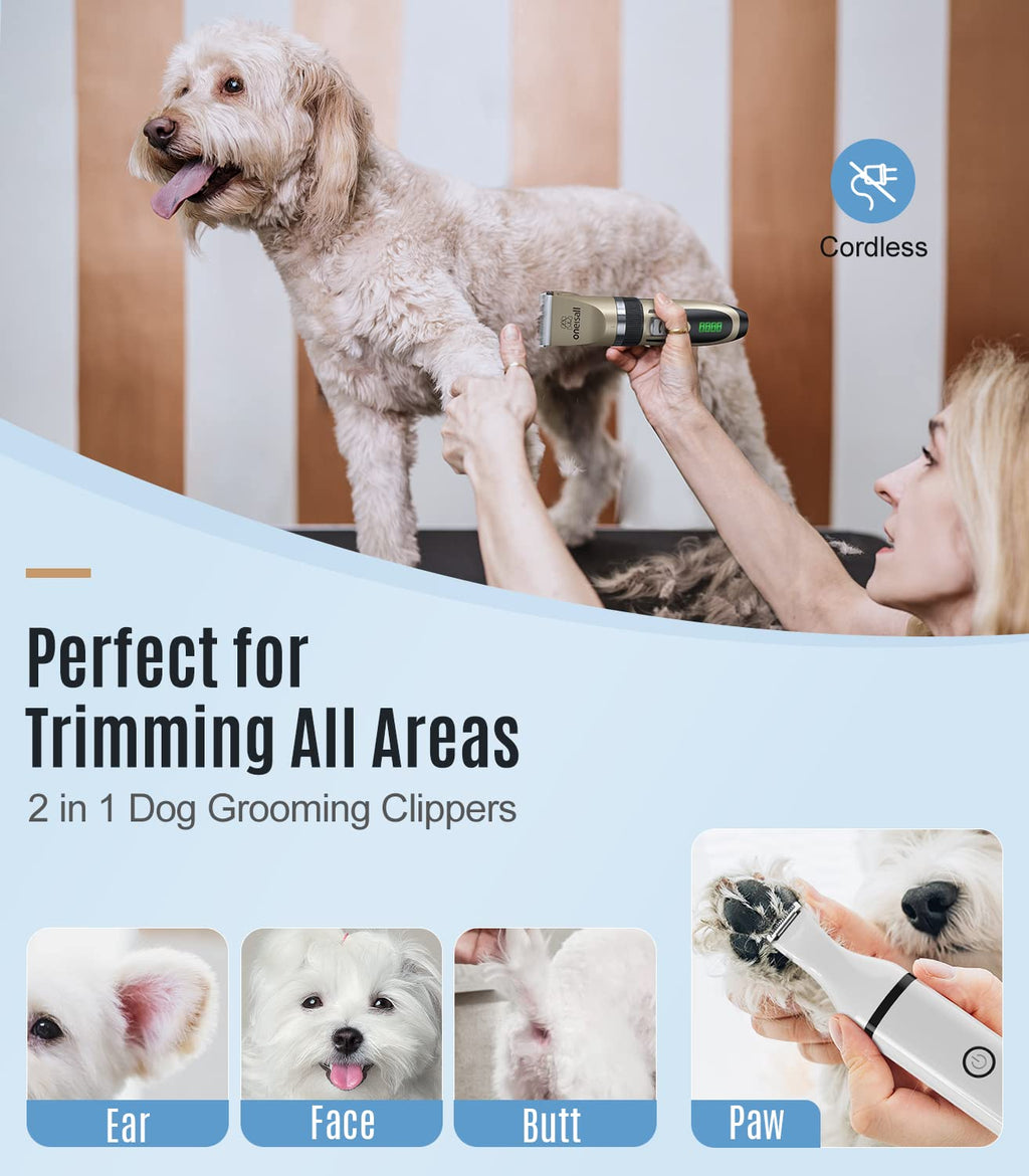 2 in 1 Cordless Dog Clippers and Paw Trimmer Kit Pack of 2 Y3042