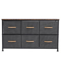Gray 6 Drawer Fabric Dresser with Wooden Tabletop G92493