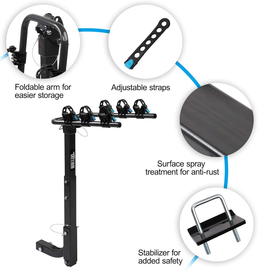 3-Bike Hitch Mount Rack with 2Inch Hitch Receiver, Black O30660
