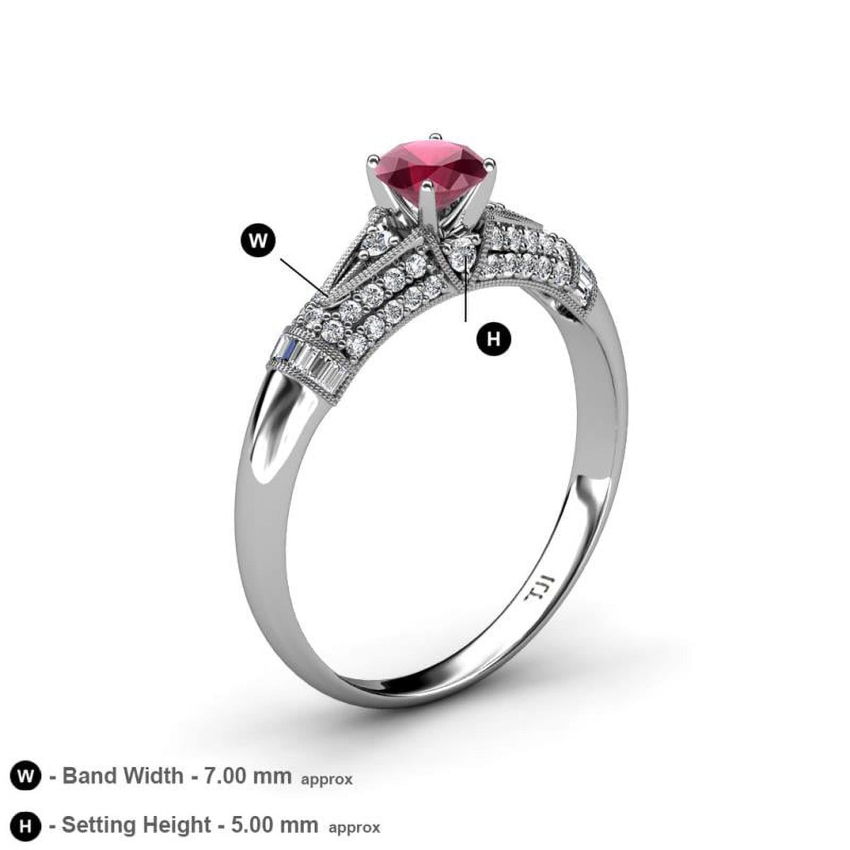 14K White Gold Round Rhodolite Garnet Diamond Engagement Ring R715599