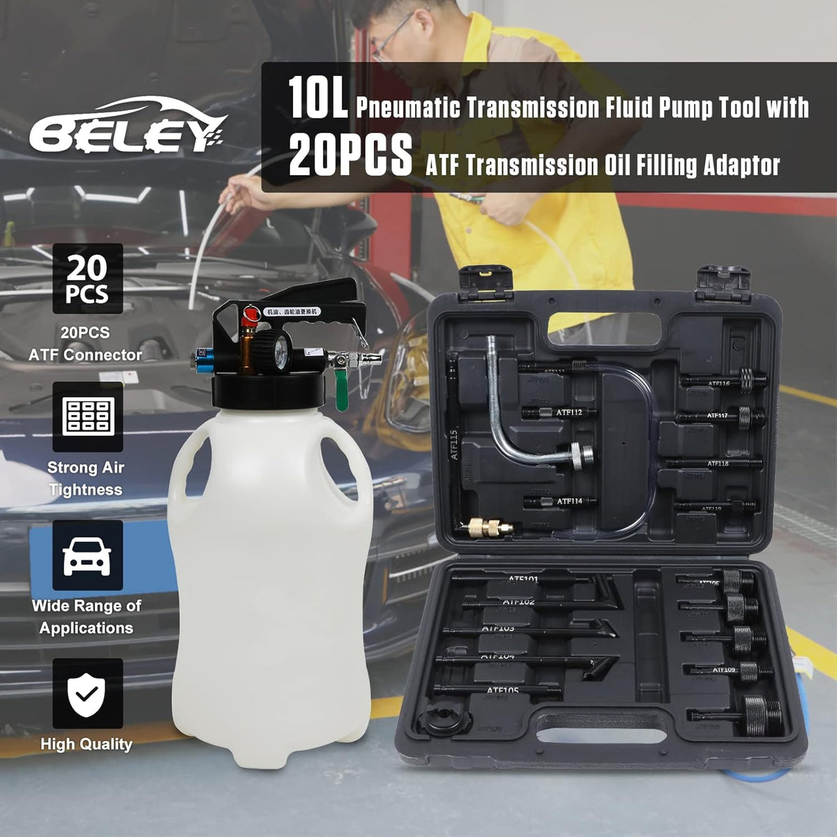 10L Manual Automatic Transmission Fluid Refill Pump Set with 20 PCS Adapters A848810