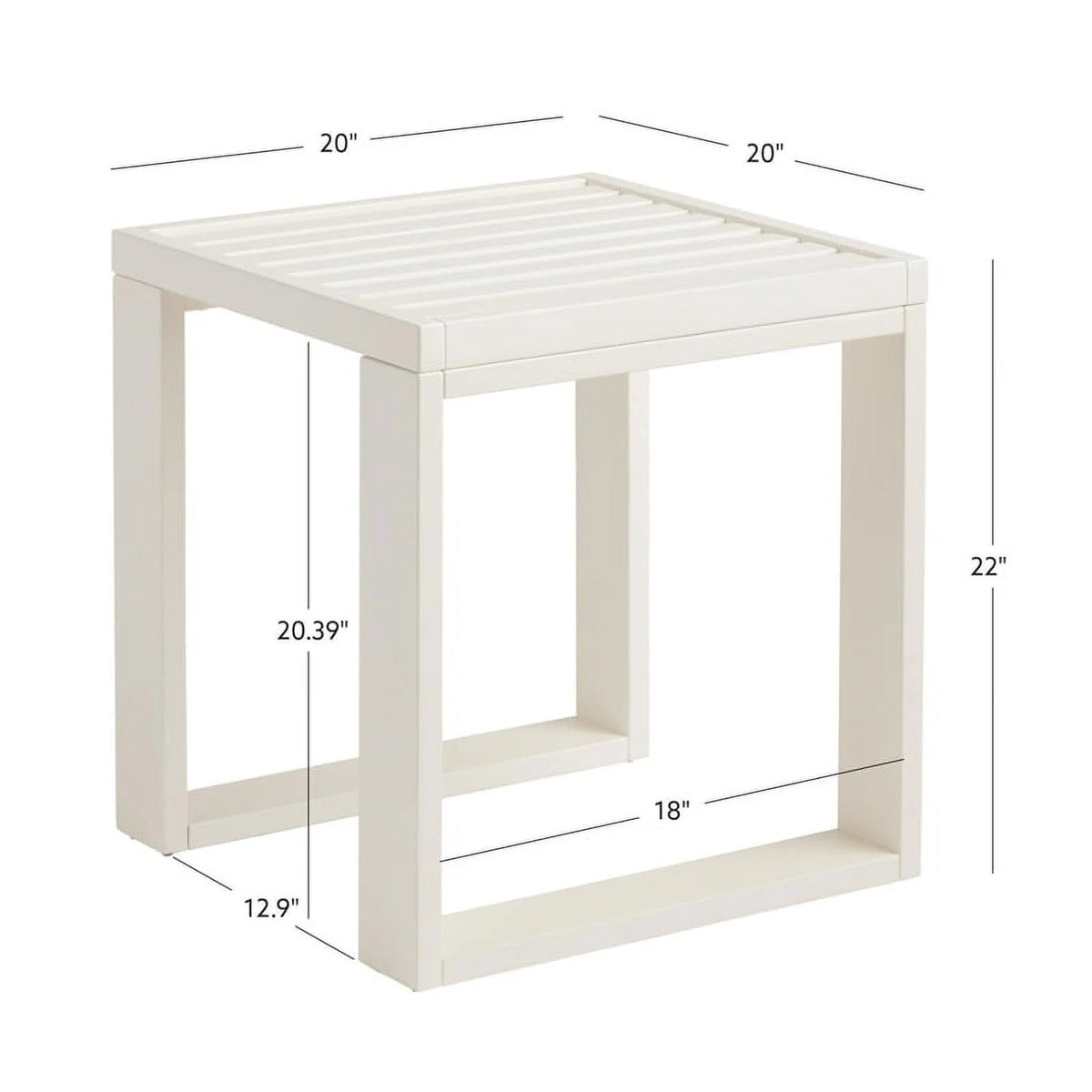 White Acacia Wood Outdoor Side Table Y3563
