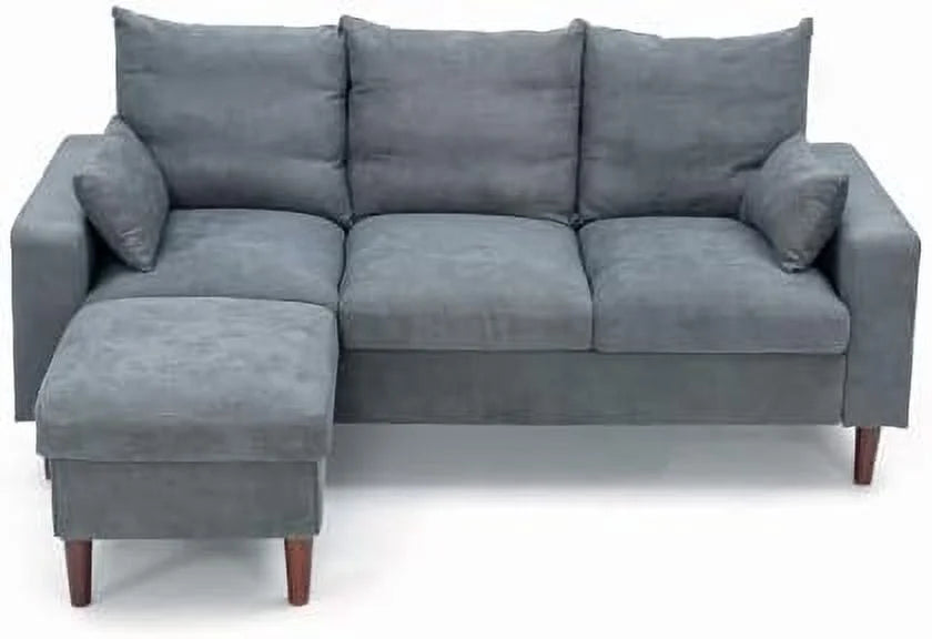 Grey Reversible L-Shaped Sectional Sofa Y8141