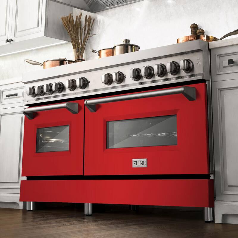 9-Burner Double Oven Dual Fuel Range with Red Matte Door R89032