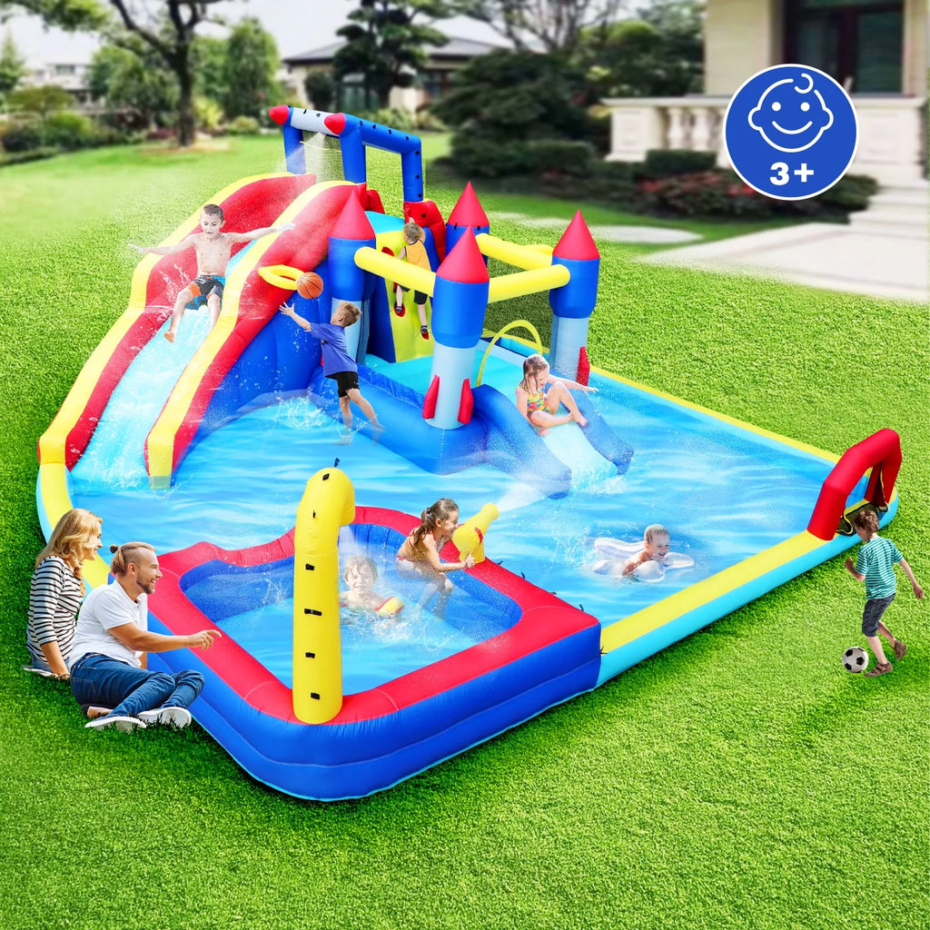 Inflatable Water Park with Splash Pool and Blower M414178