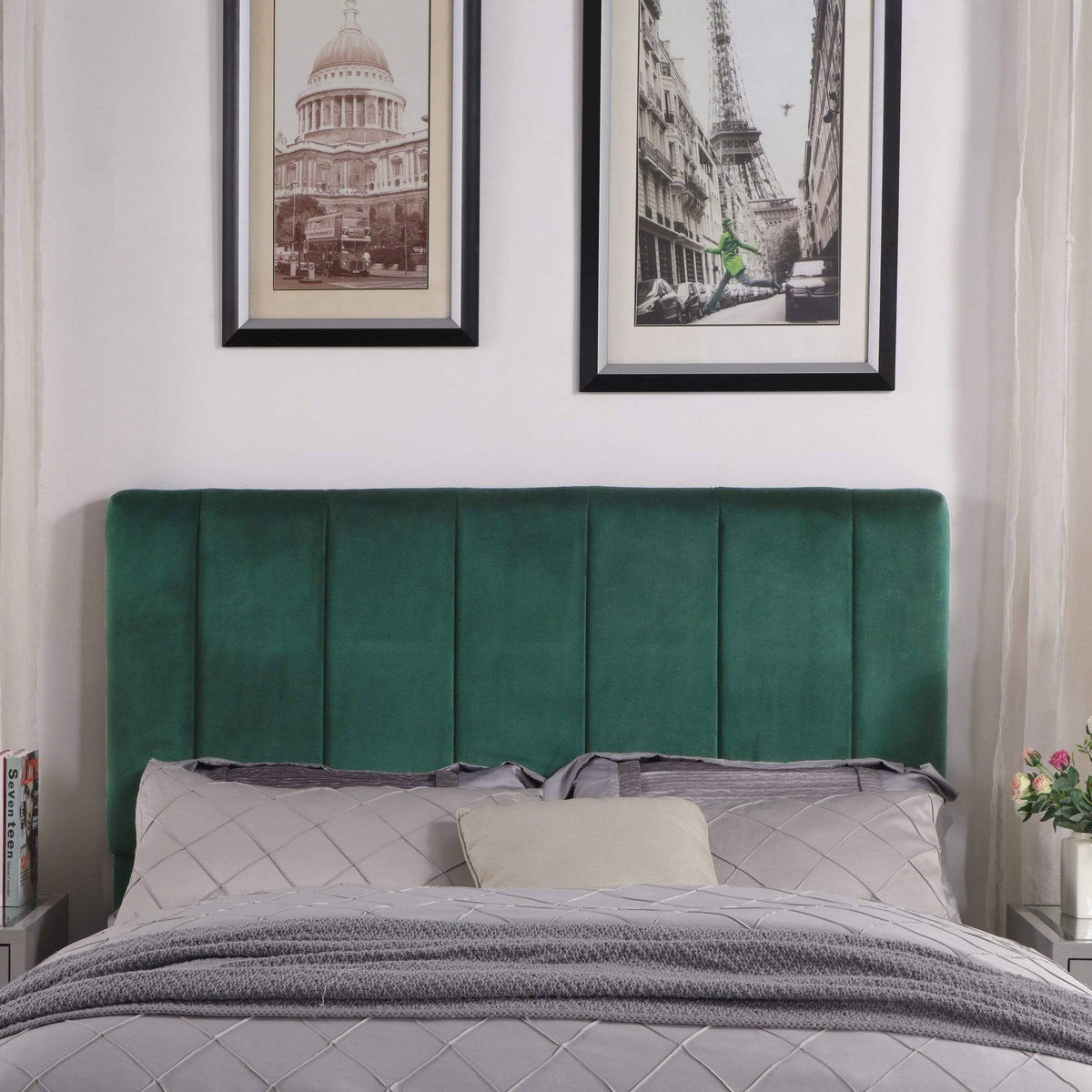 Green Velvet King Headboard V343549