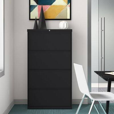 Black 4-Drawer Lateral Filing Cabinet F641866