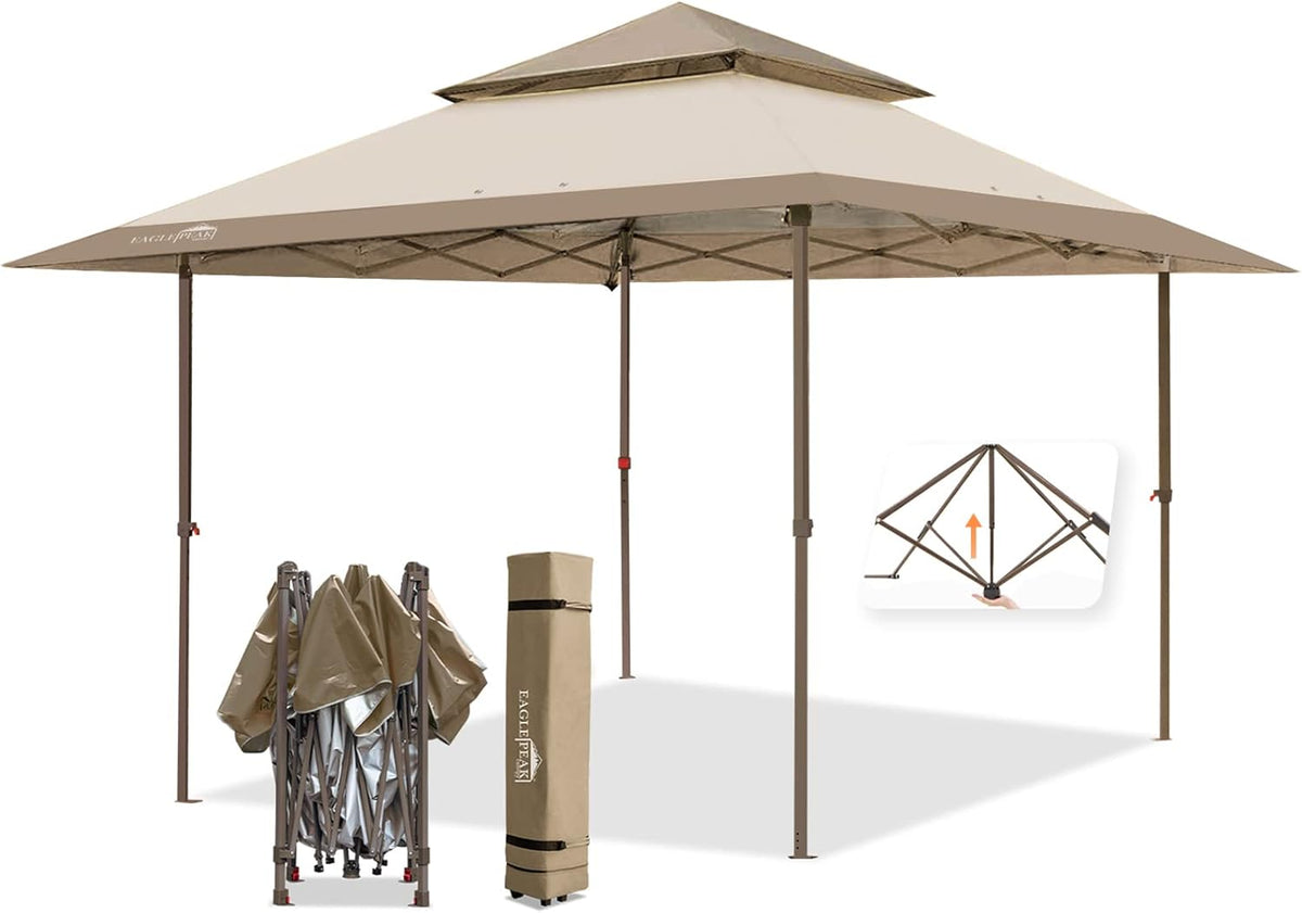 13' x 13' Gray Green Straight Leg Pop Up Canopy Tent N4335