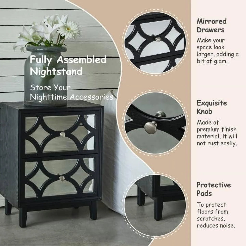 Mirrored Console Table with Drawers 31.5” Light Gray Q81875
