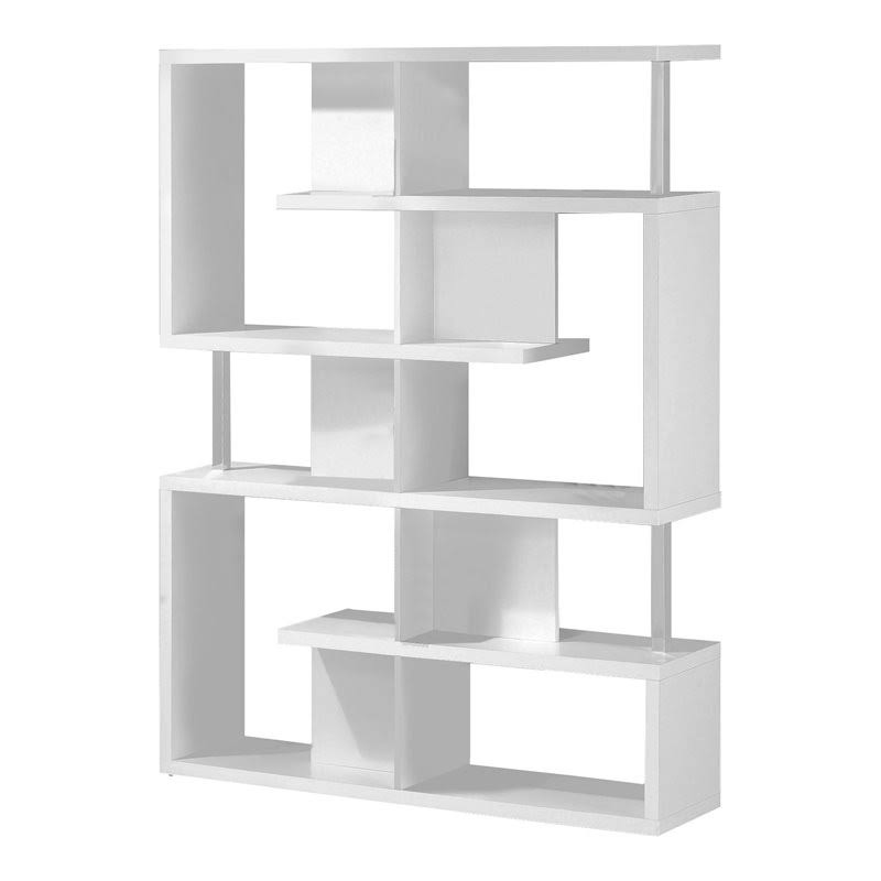 White Bookcase with Chrome Support Beams Q834