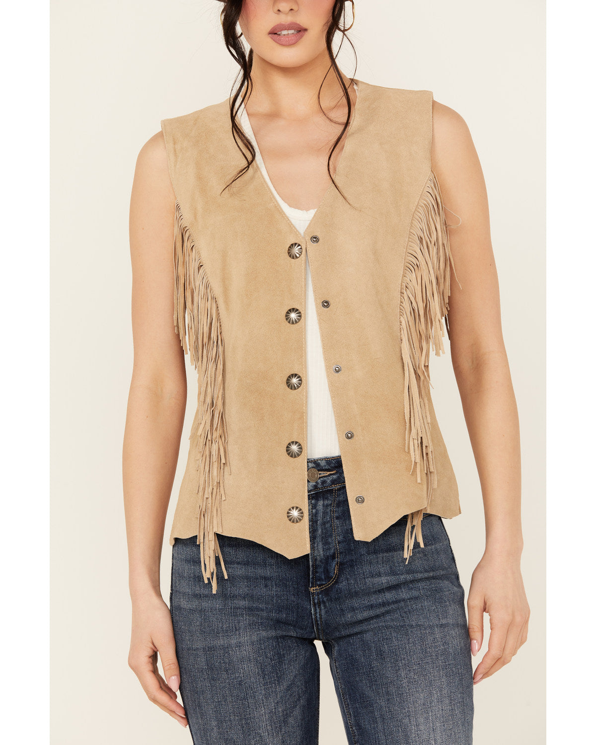 Tan Suede Fringe Vest I7431
