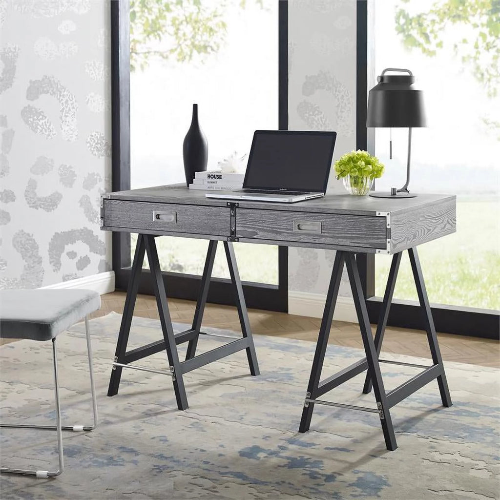 Gray 2-Drawer Wood Writing Desk C915984
