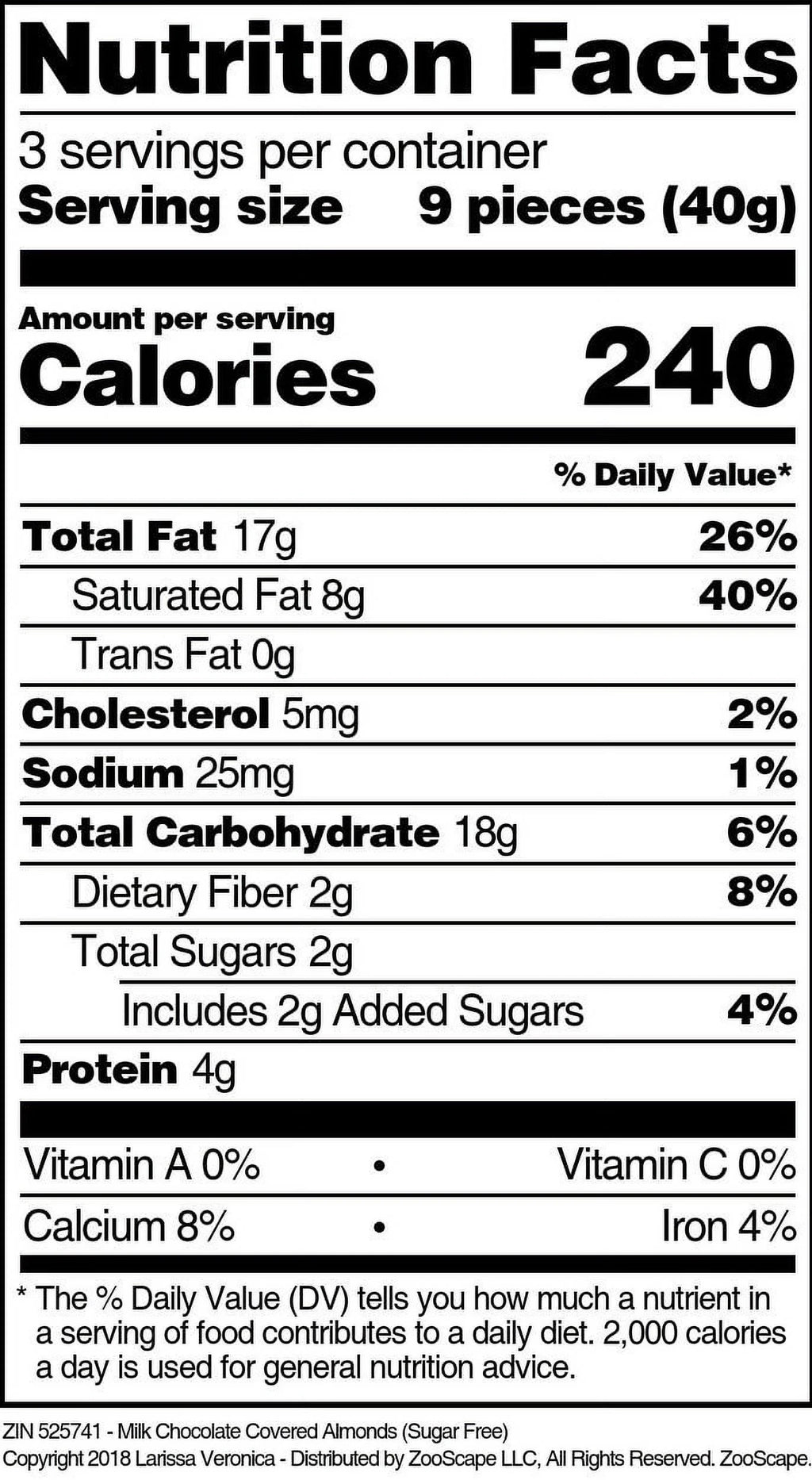 Sugar Free Milk Chocolate Covered Almonds 4 oz 2-Pack C903037