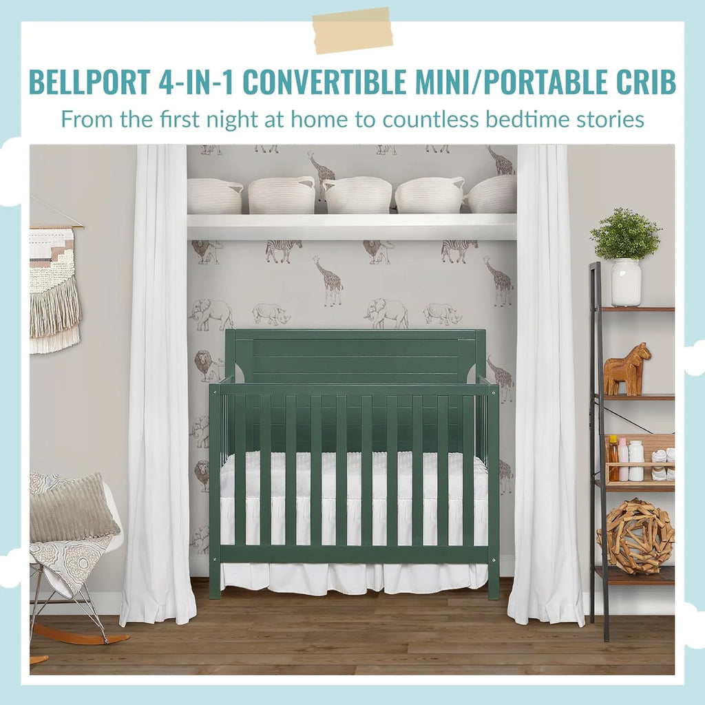 4 in 1 Convertible Mini Portable Crib with 3 Mattress Height Settings H26438