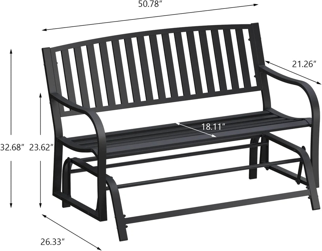 Black Metal Outdoor Glider Bench A341