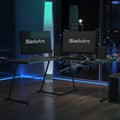 L-Shaped Gaming Desk with Black Tempered Glass Top F626953