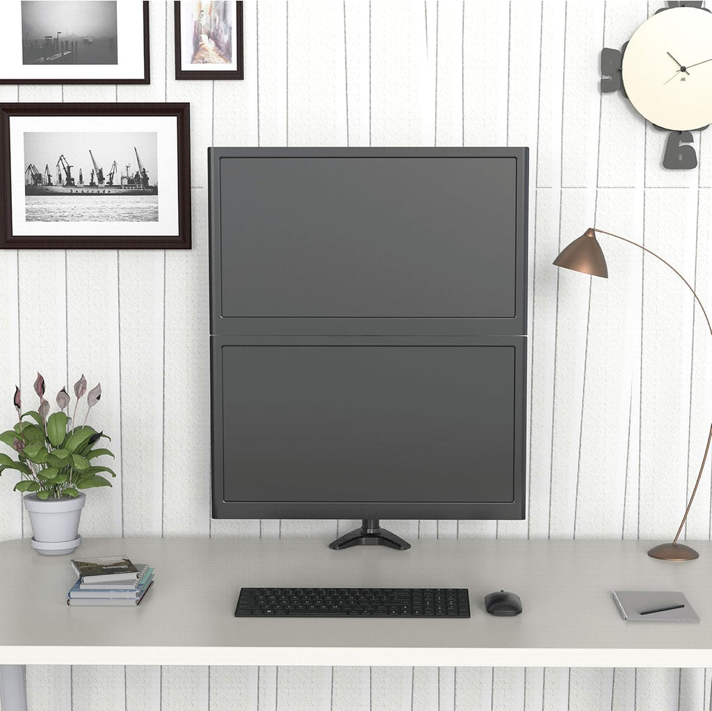 Vertical Dual Monitor Mount, Height Adjustable Heavy Duty C-Clamp and Grommet Mounting Base, VESA 75*75mm/100*100mm O65497