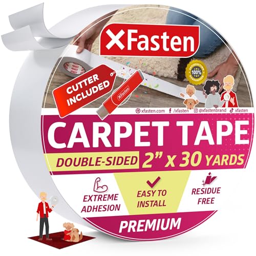 Double Sided Carpet Tape 2 Inch x 30 Yards Residue-Free D357