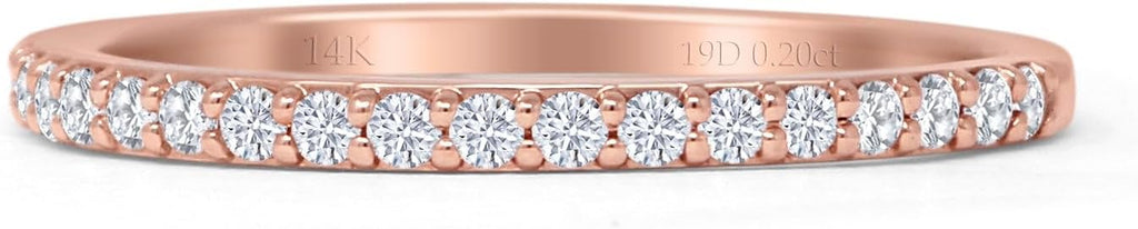 14K Rose Gold Half Eternity Band 0.12ct Natural Diamond Aquamarine W150