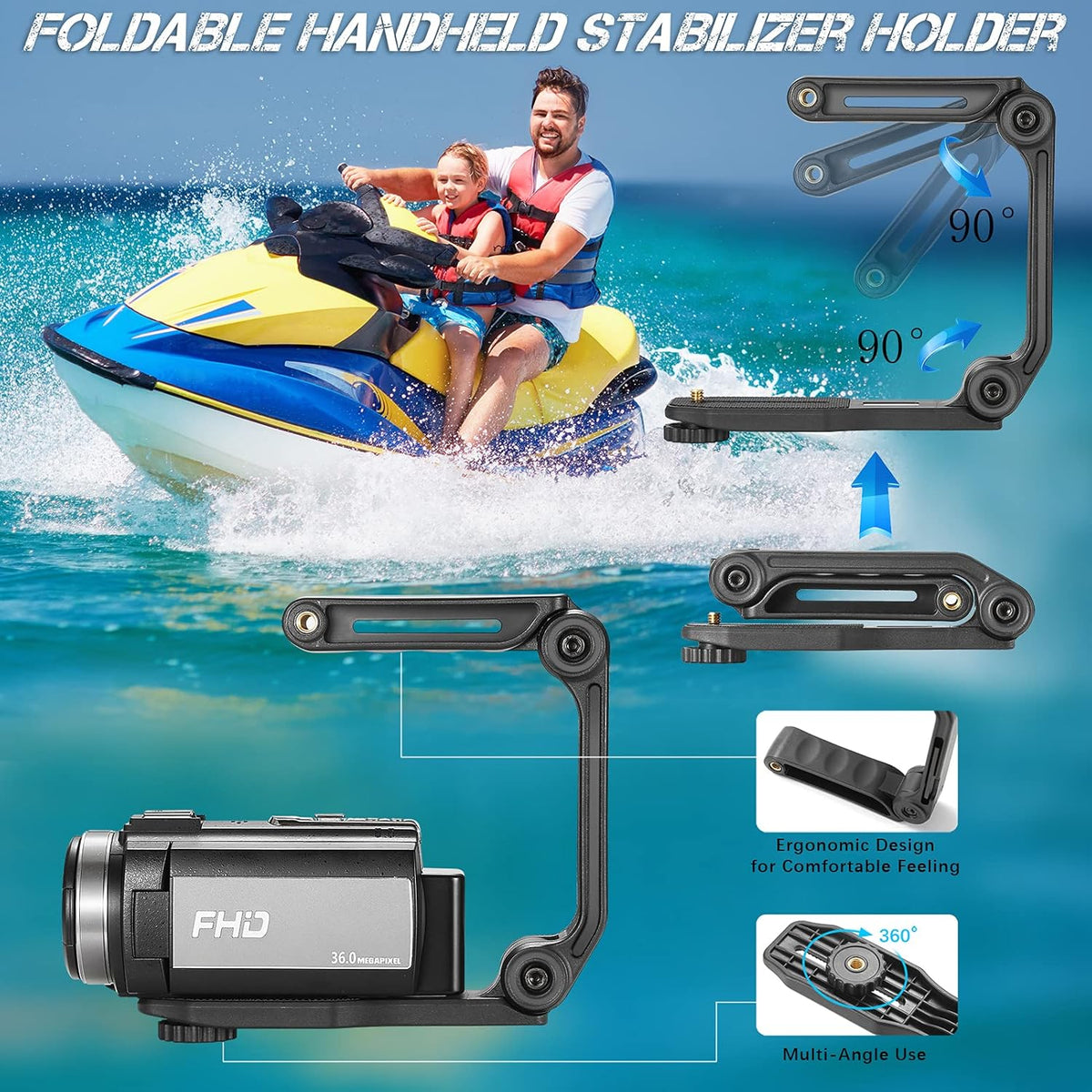 Camcorder 1080P Video Camera 36MP 3.0 Inch IPS Touch Screen IR Night Vision 16X Digital Zoom with External Microphone Handheld Stabilizer Remote Control V826580