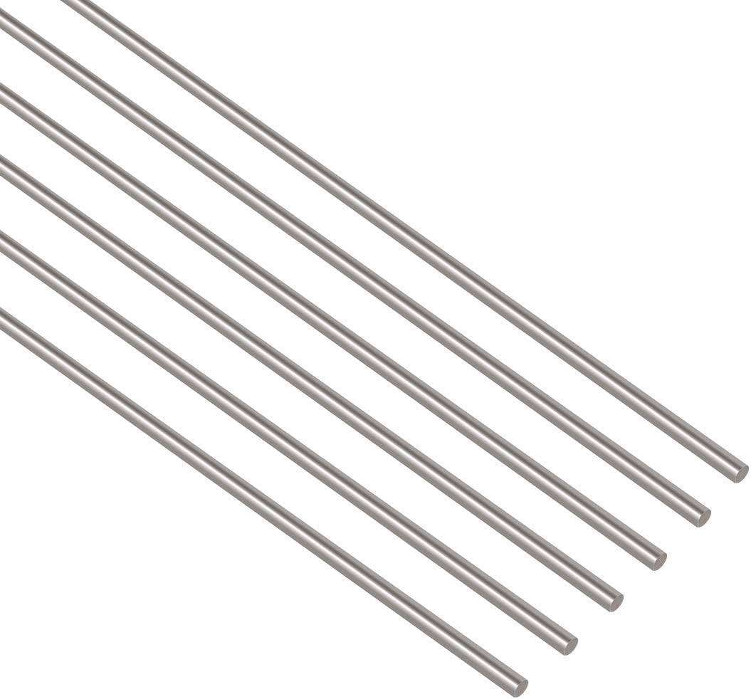 6Pcs 3mm x 300mm Stainless Steel Solid Round Rod Lathe Bar Stock A247274