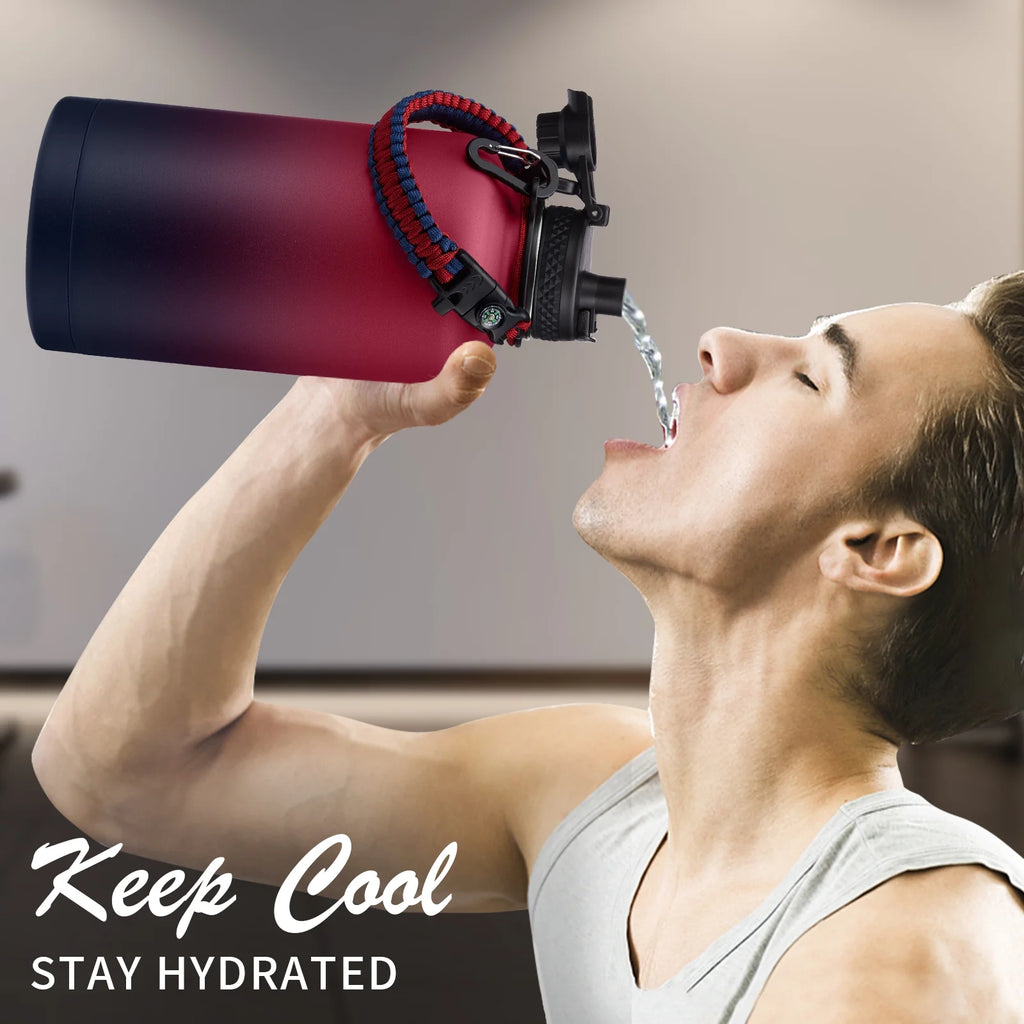 64OZ Insulated Water Bottle with Straw & Spout Lid C71434