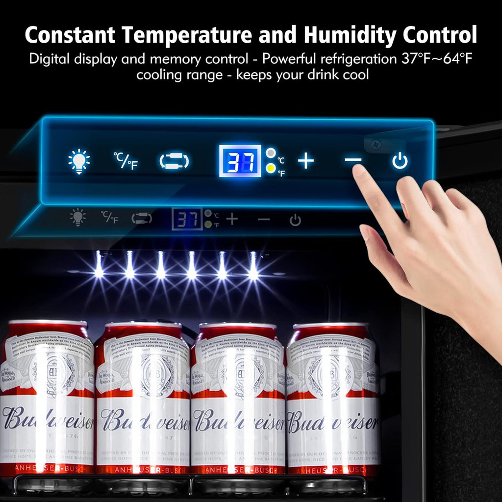 Stainless Steel Under Counter Beverage Refrigerator, 130 Cans, French Door U779913