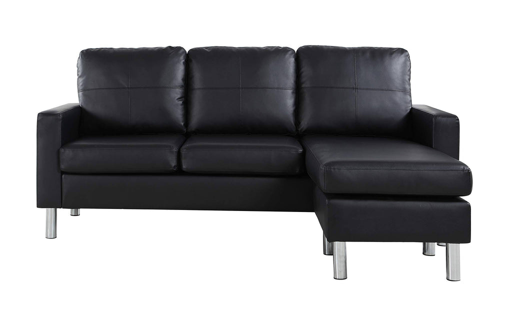 Black Bonded Leather Sectional Sofa S9019