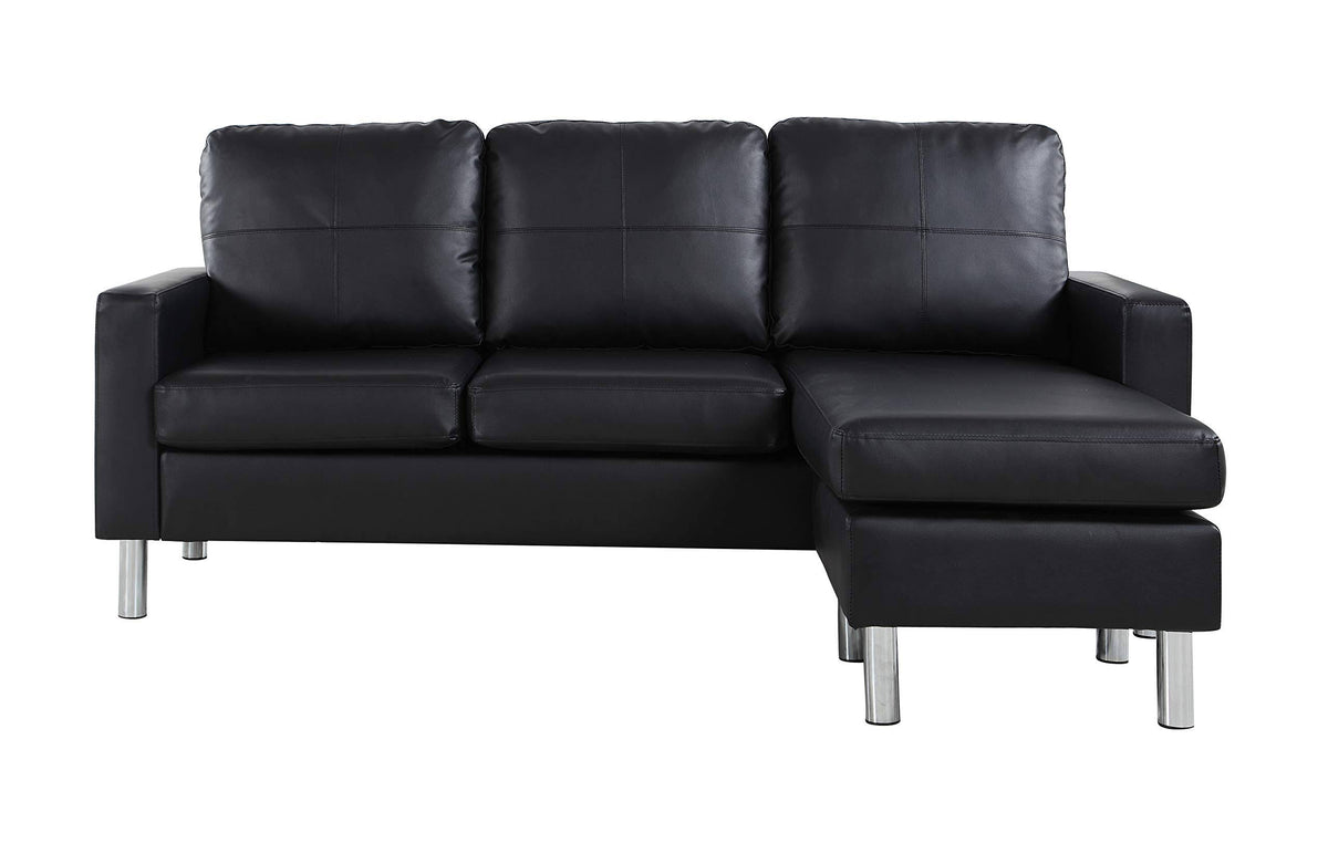 Black Bonded Leather Sectional Sofa S9019