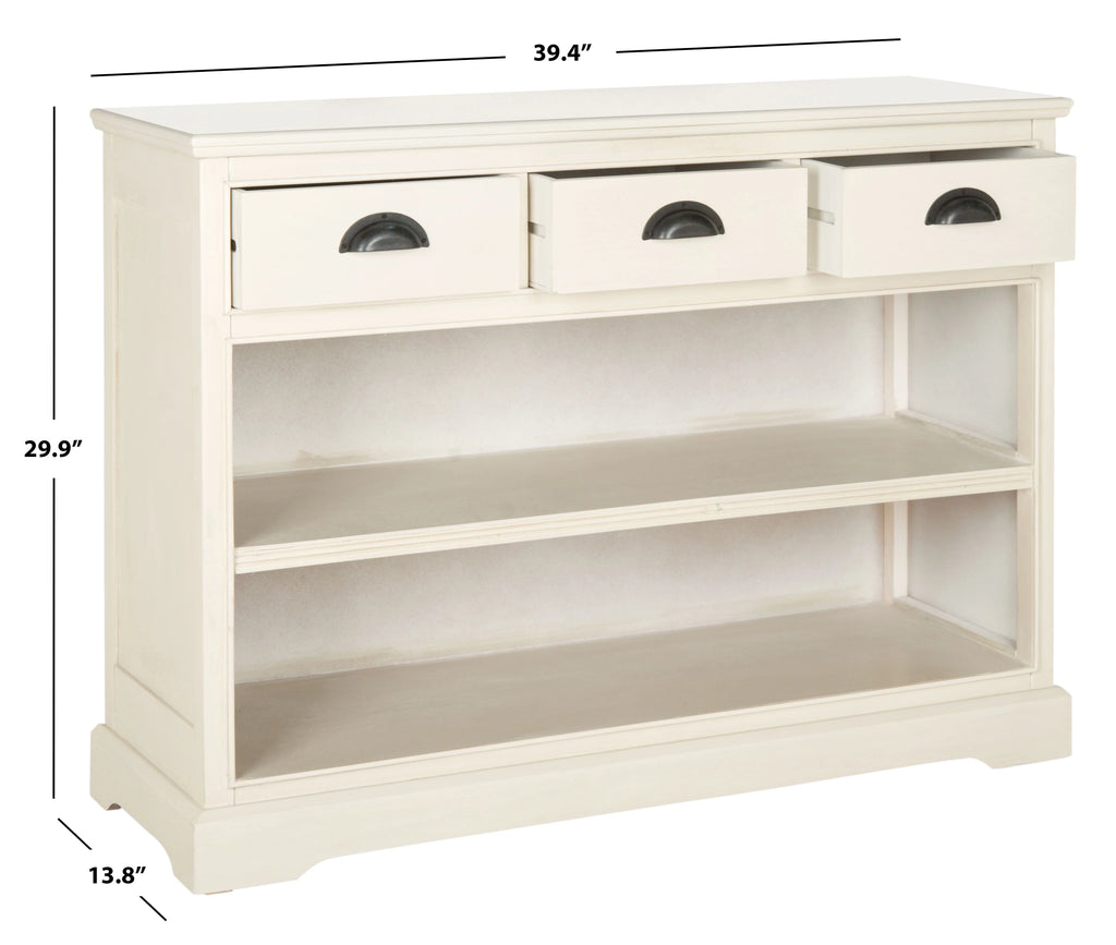 White Bookshelf Storage Unit with 3 Drawers N11967