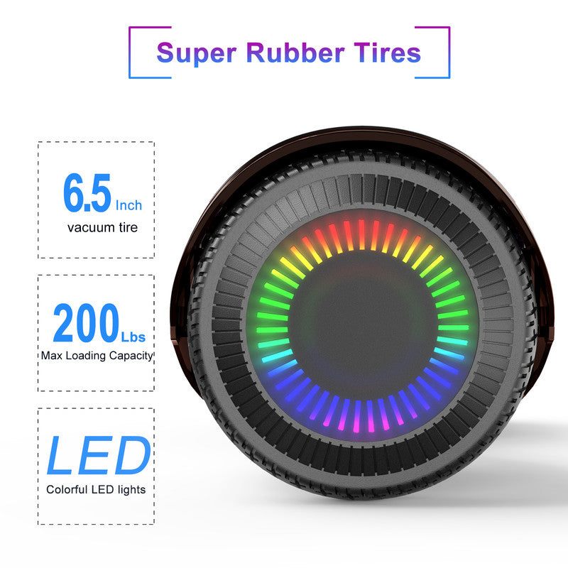 6.5 inch Self Balancing 2 Wheel Hoverboard with LED Lights, Plating Black F5317
