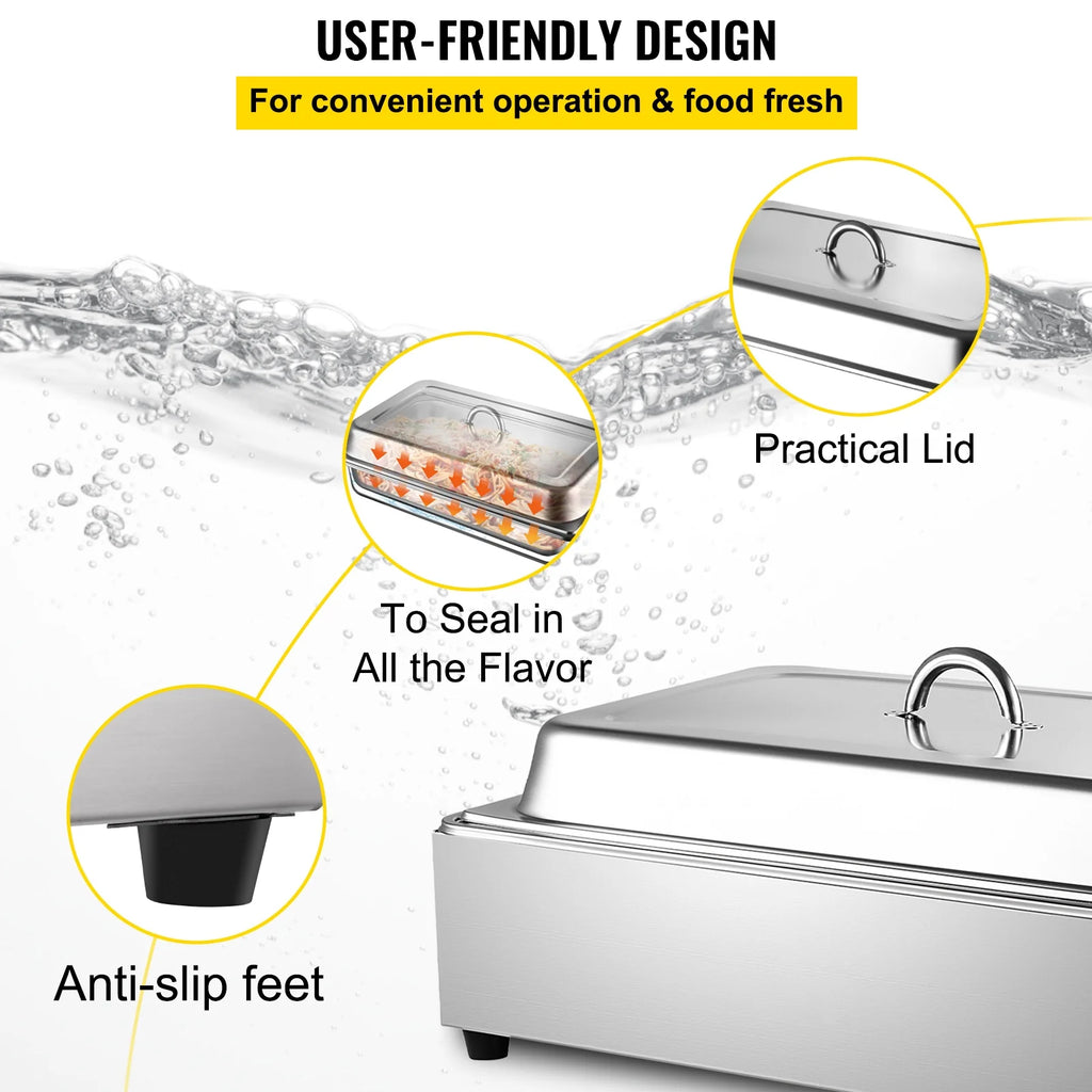 9.5 Quart Electric Stainless Steel Food Warmer with Lid W90264
