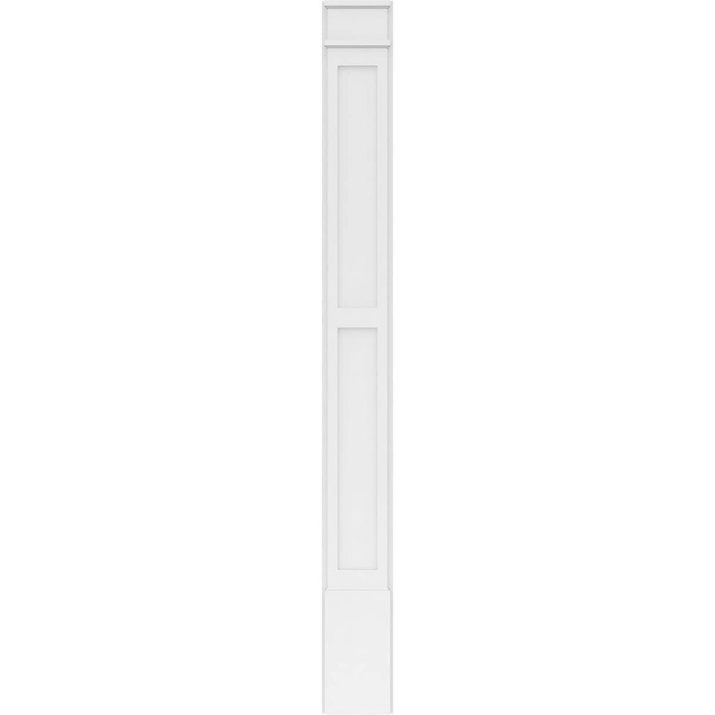 7x22W x 102x22H x 2x22P Two Equal Flat Panel PVC Pilaster with Decorative Capital & Base (Pair) F779