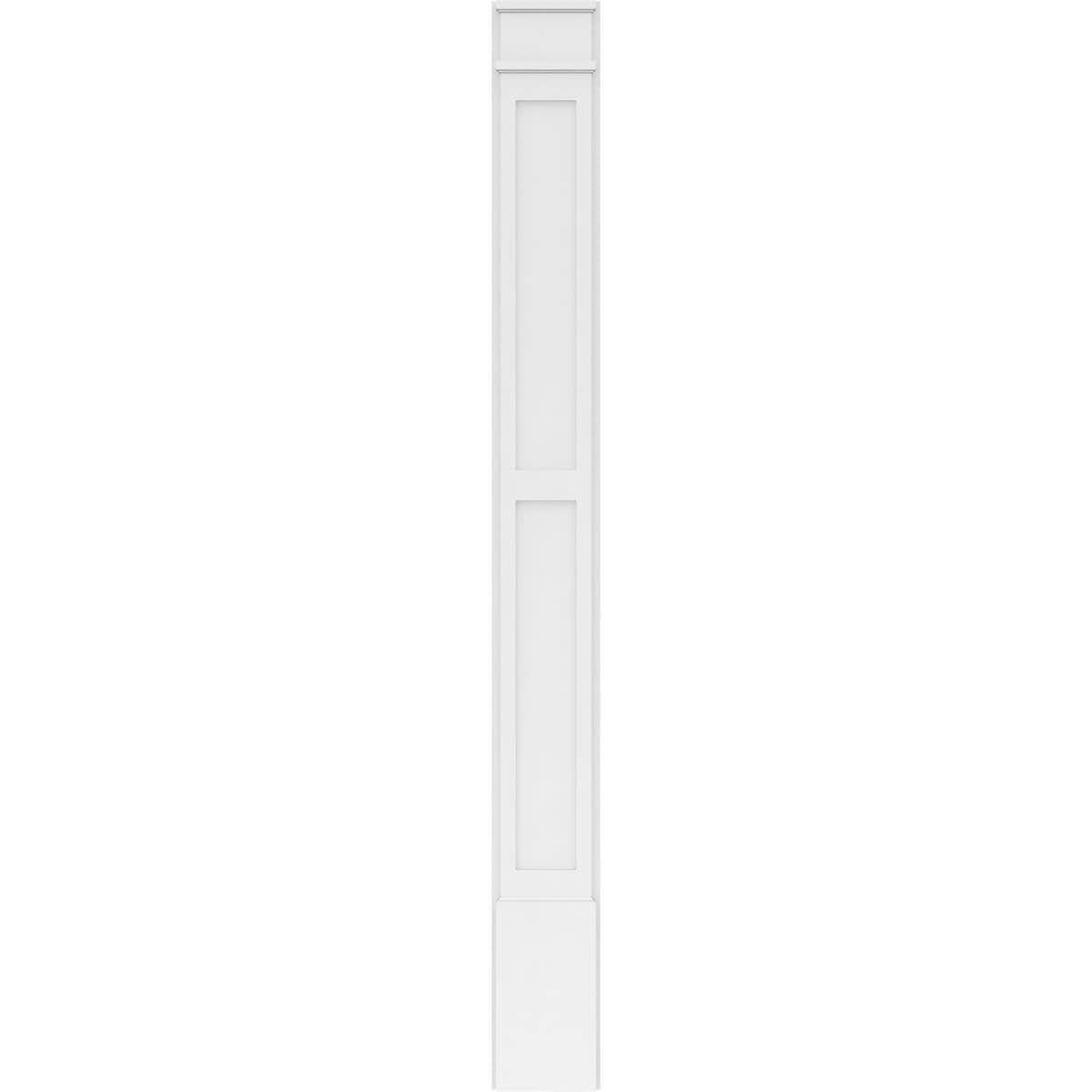 7x22W x 102x22H x 2x22P Two Equal Flat Panel PVC Pilaster with Decorative Capital & Base (Pair) F779