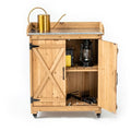 Outdoor Wooden Potting Bench with Wheel Z21628