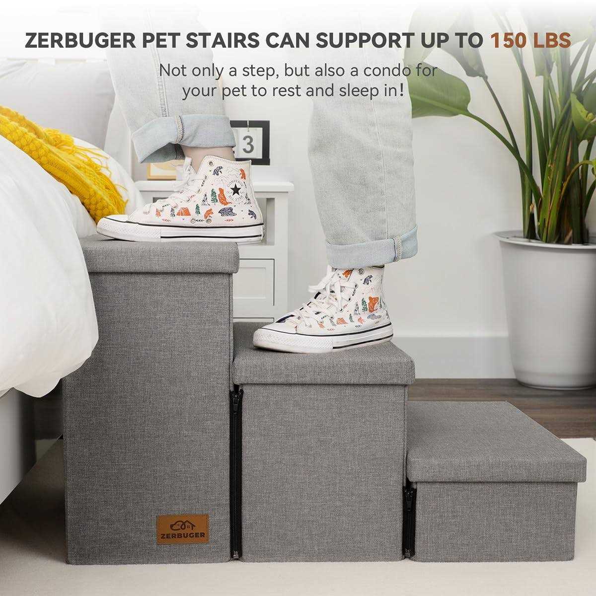 Foldable Dog Stairs with Storage O30177