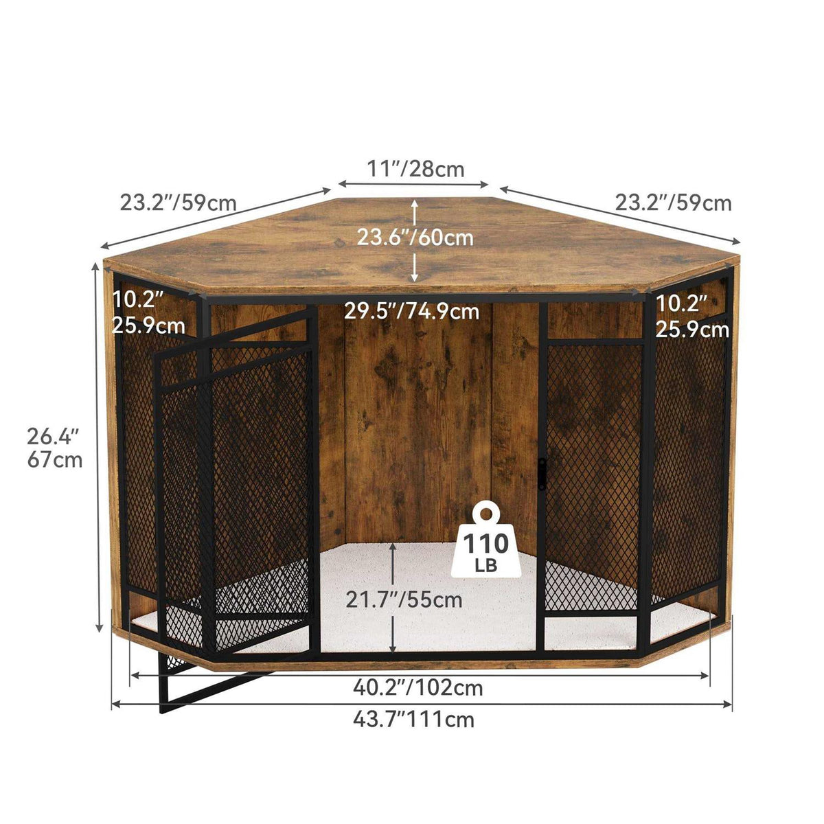 43.7-inch Wooden Dog Crate Furniture F6382