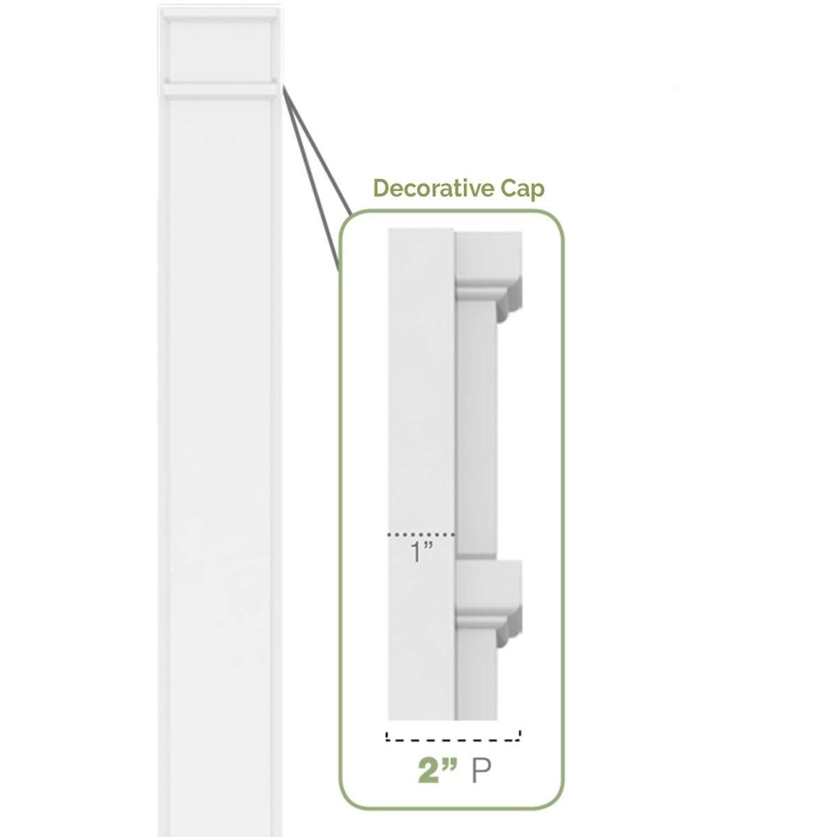 7x22W x 102x22H x 2x22P Two Equal Flat Panel PVC Pilaster with Decorative Capital & Base (Pair) F779