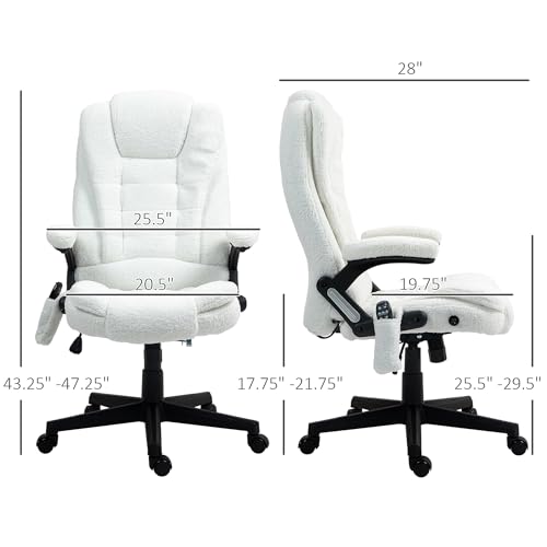 White Velvet High Back Reclining Office Chair with Remote U50776