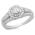10K White Gold Diamond Halo Engagement Ring K4883